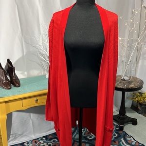 Anne Klein 2X Red Long Cardigan